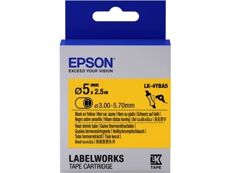 Epson LabelWorks LK-4YBA5 - Svart på gult - Rulle (0,3 cm x 2,5 m) 1 rulle (rullar) rör - för LabelWorks LW-1000, 300, 400, 600, 700, 900, K400, Z500