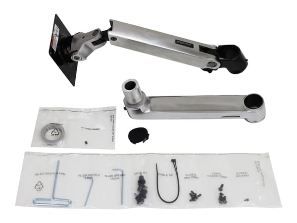 Ergotron LX - Monteringskomponent (vridbar arm, stångklämma, förlängning) - Konstant kraftteknik - för LCD-display - polerat aluminium med svarta acc