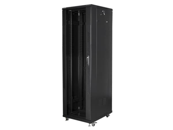 Lanberg FF01-6842-12B, Fristående rack, 42U, 800 kg, Knapplås, Kuggskenor, Justerbara fötter