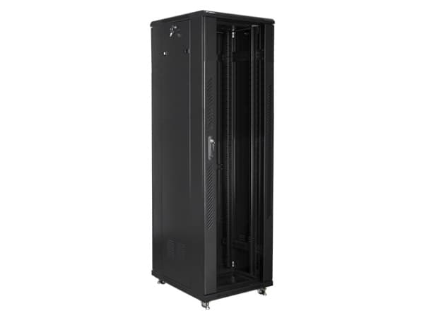Lanberg FF01-6842-12B, Fristående rack, 42U, 800 kg, Knapplås, Kuggskenor, Justerbara fötter