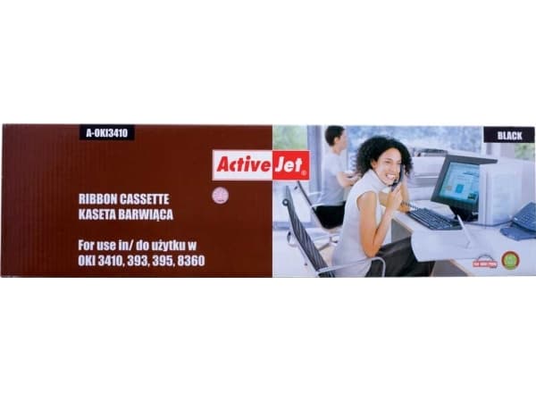 Activejet A-OKI3410, OKI ML: 393, 395, 3410, 8360., Svart, Punktmatrix, 10000000 tecken, Svart, Nylon