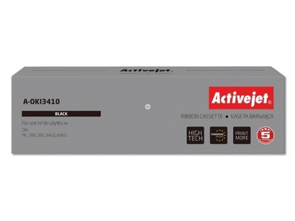Activejet A-OKI3410, OKI ML: 393, 395, 3410, 8360., Svart, Punktmatrix, 10000000 tecken, Svart, Nylon
