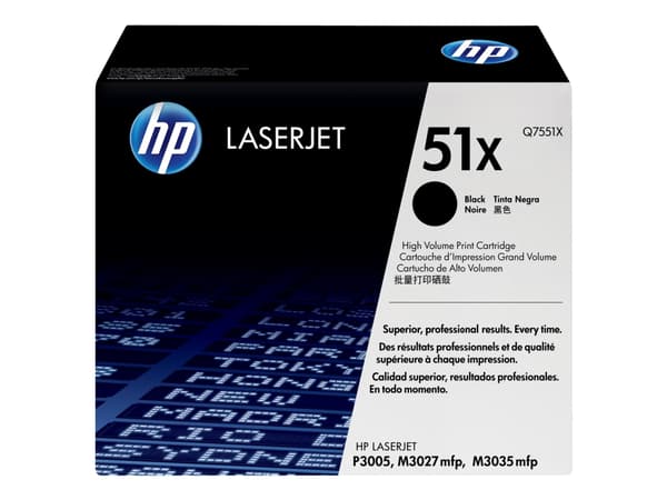 HP 51X - Suuritehoinen - musta - alkuperäinen - LaserJet - värikasetti (Q7551X) - LaserJet M3027, M3027x, M3035, M3035xs, P3005, P3005d, P3005dn, P30