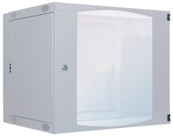 Intellinet 713771, Seinään asennettava laitekehikko, 9U, 30 kg, Näppäinlukko, 19 kg, Harmaa