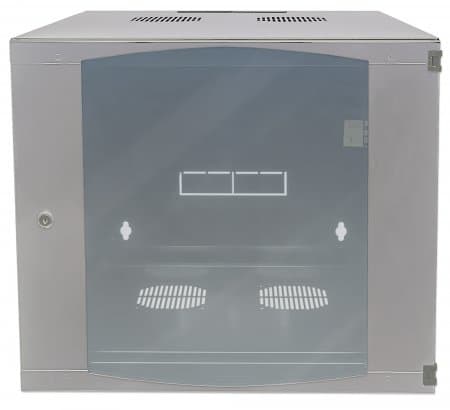 Intellinet 713771, Seinään asennettava laitekehikko, 9U, 30 kg, Näppäinlukko, 19 kg, Harmaa