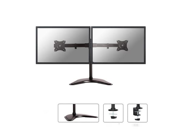 Neomounts NM-D335D - Stativ - full bevegelse - for 2 LCD-skjermer - svart - skjermstørrelse: 10"-27" - skrivebordsstativ, klemmemonterbar, malje, skr