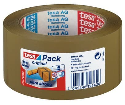 Förpackningstejp Tesa 4124, PVC, 50 mm x 66 m, brunt, 1 rulle