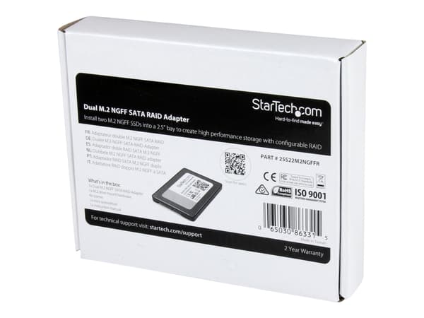 StarTech.com Dubbel M.2 NGFF SATA-adapter med RAID - Kontrollerkort (RAID) - M.2 - 2 Kanal - M.2 Card - RAID RAID 0, 1, JBOD, BIG - SATA 6Gb/s - svar