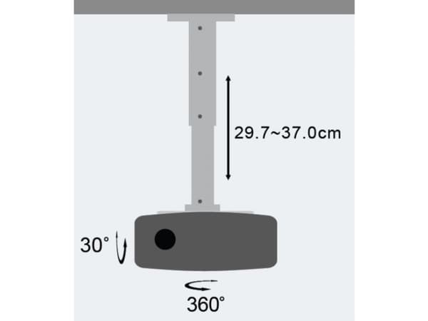 Techly ICA-PM 102S, Loft, 15 kg, Sølv, 360°, 0 - 30°, 29,7 cm