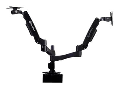 SilverStone ARM Two ARM22BC - Monteringssats (bordsfäste, dubbel vridbar arm, 2 gränssnittsplattor) - för 2 LCD-bildskärmar - plast, stål, aluminiuml