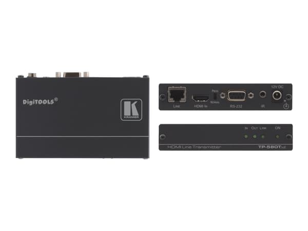 Kramer DigiTOOLS TP-580RXR Receiver - Video/lyd/infrarød/seriell-utvider - mottaker - RS-232, HDMI - opp til 180 m