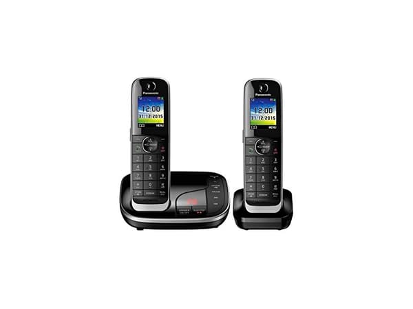 Panasonic KX-TGJ322, DECT telefon, Telefonhøjttaler, 250 entries, Navn og vis-nummer, Tekstbeskeder (SMS), Sort. Telefonsvare virker ikke i DK. Sort