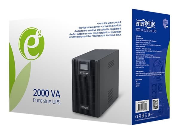 Gembird EG-UPS-PS2000-01 - UPS - AC 220 V - 1600 Watt - 2000 VA 9 At - USB - utgangskontakter: 4 - svart Sort