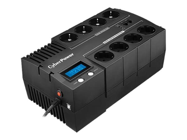 CyberPower BRICs LCD-serien BR1000ELCD - UPS - AC 220/230/240 V - 600 Watt - 1000 VA - USB - utgangskontakter: 8 - Frankrike Sort