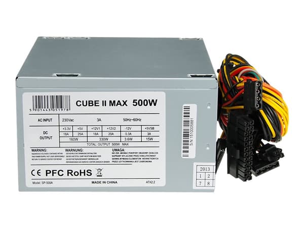 iBOX CUBE II - Strømforsyning (intern) - ATX12V 2.2 - AC 230 V - 500 watt - PFC Sølv