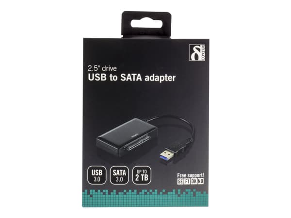 DELTACO USB3-SATA6G2 - Tallennusohjain - 2,5" - SATA 6Gb/s - 600 MBps - USB 3.0 - musta