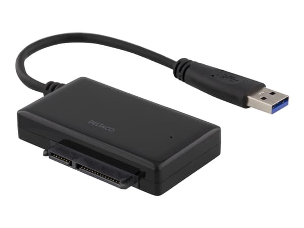 DELTACO USB3-SATA6G2 - Tallennusohjain - 2,5" - SATA 6Gb/s - 600 MBps - USB 3.0 - musta