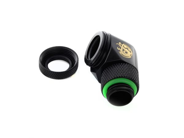 Bitspower BP-MBE90RML, Musta, Nestemäinen, Messinki, 1/4", 90°