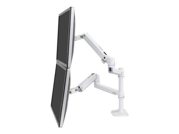 Ergotron LX - Monteringssats (bordsfäste, stång, 2 vridbara armar, 2 förlängningsfästen) - för 2 LCD-bildskärmar - aluminium, stål - vit - skärmstorl