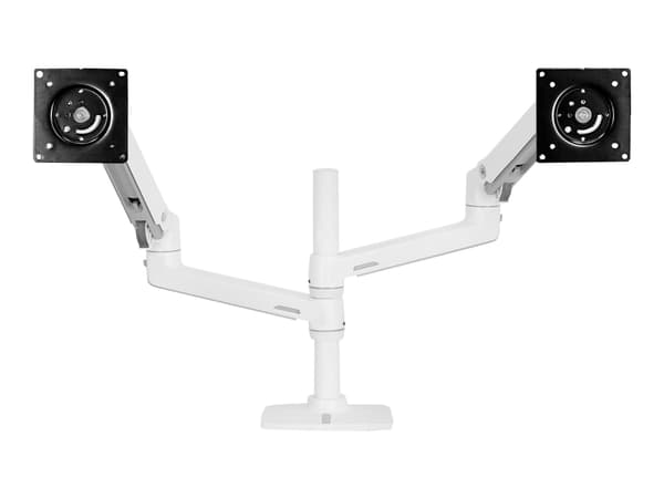 Ergotron LX - Monteringssats (bordsfäste, stång, 2 vridbara armar, 2 förlängningsfästen) - för 2 LCD-bildskärmar - aluminium, stål - vit - skärmstorl