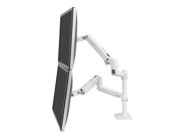 Ergotron LX - Monteringssats (bordsfäste, stång, 2 vridbara armar, 2 förlängningsfästen) - för 2 LCD-bildskärmar - aluminium, stål - vit - skärmstorl