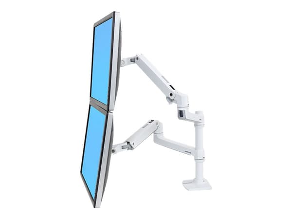 Ergotron LX - Monteringssett (skrivebordsklemmemontering, stang, 2 leddarmer, 2 utvidelsesbraketter) - for 2 LCD-skjermer - aluminium, stål - hvit -