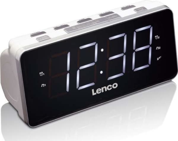 Lenco CR-18, Klokke, Digitalt, FM, LED, 4,57 cm (1.8"), Sort, Sølv