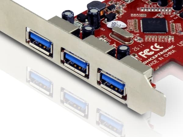 Conceptronic C4USB3EXI, PCIe, USB 3.2 Gen 1 (3.1 Gen 1), Punainen, Hopea, Kiina, VIA VL800, 4,8 Gbit/s