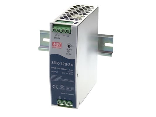 Mean Well SDR-120 series SDR-120-24 - Strømforsyning (DIN-skinnemonterbar) - AC 115/230 V - 120 watt - aktiv PFC