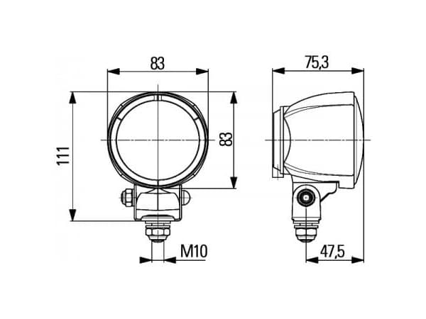 Hella 1G0 996 176-001, H3, halogen, 12 - 24 V, Tyskland, 83 mm, 76 mm