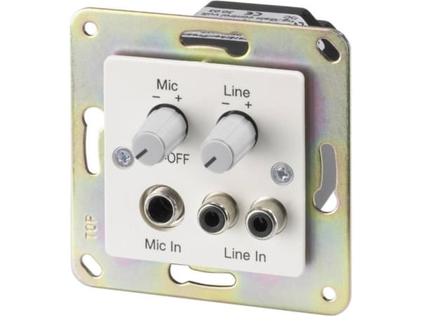 Monacor PREAMP-1UP, Rotary volume control, Väggmonterad, Vit, 20 - 20000 hz, 0,4 V
