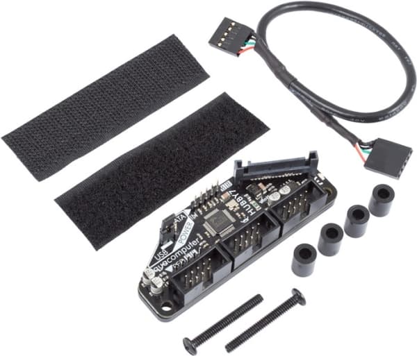 Aqua Computer HUBBY7, SATA, USB 2.0, Sort, PC, 80 mm, 30 mm