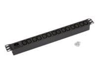 Triton RAB-PD-X10-A1 - Strømfordelingslist (kan monteres i rack) - AC 230 V - inngang: IEC 60320 C14 - utgangskontakter: 14 - 1U - 19" - RAL 9005 Sort