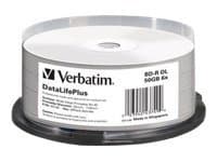 Verbatim DataLifePlus - 25 x BD-R DL - 50 GB 6x - bred utskrivbar yta - spindel