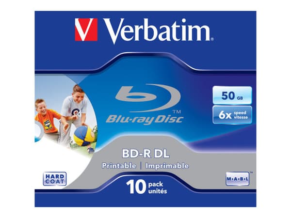Verbatim - 10 x BD-R DL - 50 GB 6x - mustesuihkukäyttöön tarkoitettu tulostuspalkki - cd-levyt