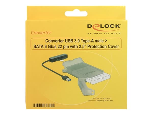 Delock - Kontrollerkort - 2.5" - SATA 6Gb/s - USB 3.0 - grå, svart