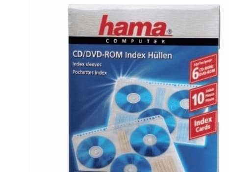 Hama CD-ROM Index Sleeves, 10 diske, Transparent, Plastik