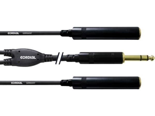 Cordial CFY 0.3 VKK, 2 x 6.35mm, Hunkjønn, 6.35mm, Hankjønn, 0,3 m, Sort