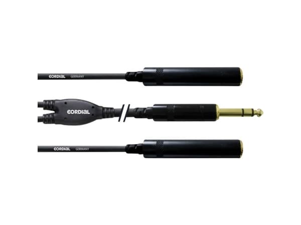 Cordial CFY 0.3 VKK, 2 x 6.35mm, Hunkjønn, 6.35mm, Hankjønn, 0,3 m, Sort