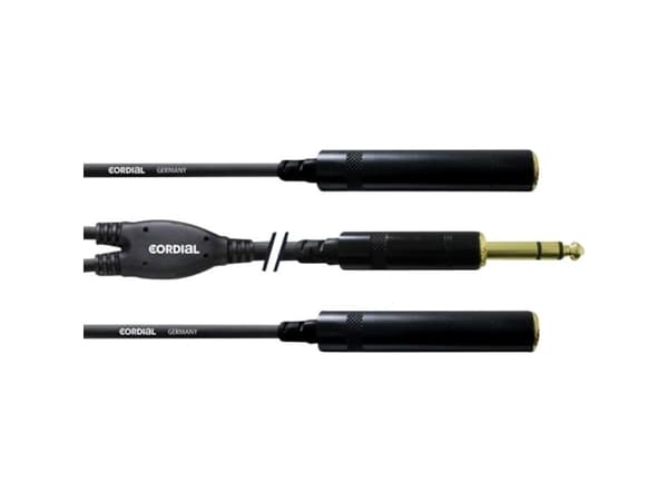Cordial CFY 0.3 VKK, 2 x 6.35mm, Hunkjønn, 6.35mm, Hankjønn, 0,3 m, Sort