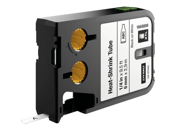 DYMO Kutisteputki (jatkuva), Musta valkoisella, Musta, Lämpösiirto, Belgia, UL 224, MIL-M-81531, MIL-STD-202G, SAE-DTL- 23053/5 (Class 1/3)