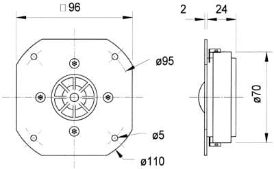 Visaton VS-DSM25FFL/8, 80 W, 140 W, 8 ohm (O), 1000 – 30000 Hz, sortering, 530 g