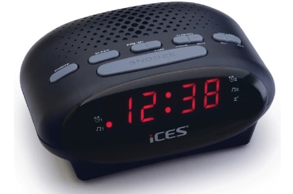 Ices ICR-210, Kello, FM, PLL, LED, 1,52 cm (0.6"), Musta, 3 V