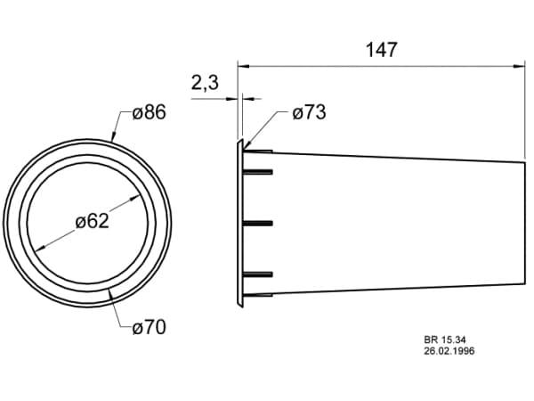 Visaton VS-BR15.34, 86 mm, 86 mm, 147 mm
