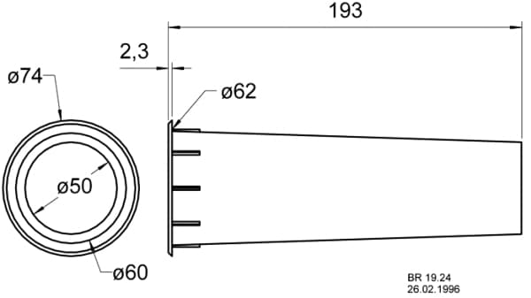 Visaton VS-BR19.24, 74 mm, 74 mm, 193 mm