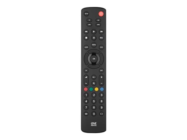 One For All Basic yleiskaukosäädin Contour 4, TV, TV-digisovitin, DVD/Blu-ray, Soundbar-kaiutin, IR Langaton, Painikkeiden painaminen, Musta musta