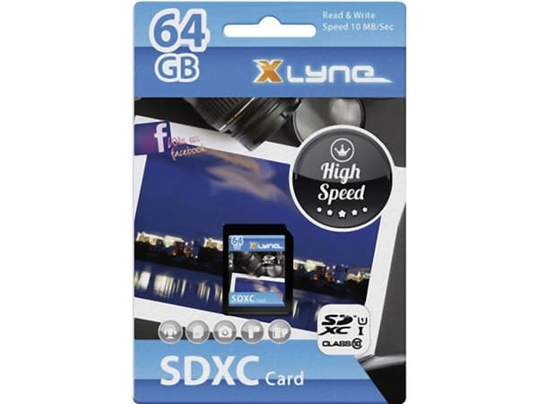xlyne 7364000, 64 GB, SDXC, Klasse 10, UHS-I, 10 MB/s, Sort