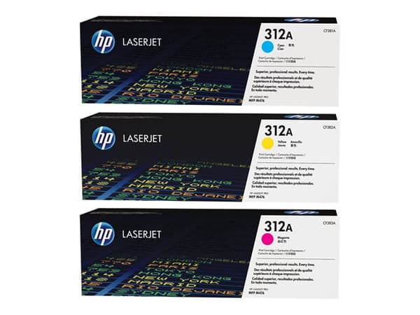 HP 312A - 3-pack - gul, cyan, magenta - original - LaserJet - tonerpatron (CF440AM) - for Color LaserJet Pro MFP M476dn, MFP M476dw, MFP M476nw