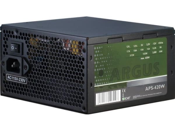 Argus APS-420W - Strømforsyning (intern) - ATX12V 2.31 - AC 115/230 V - 420 watt - aktiv PFC