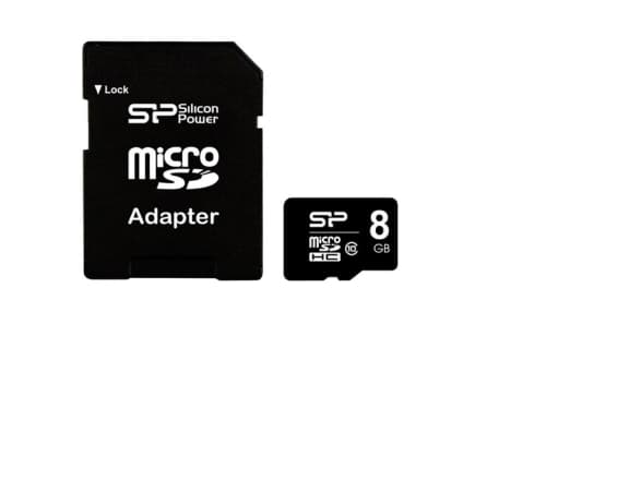 SILICON POWER - Flashminnekort (microSDHC til SD-adapter inkludert) - 8 GB - Class 10 - microSDHC